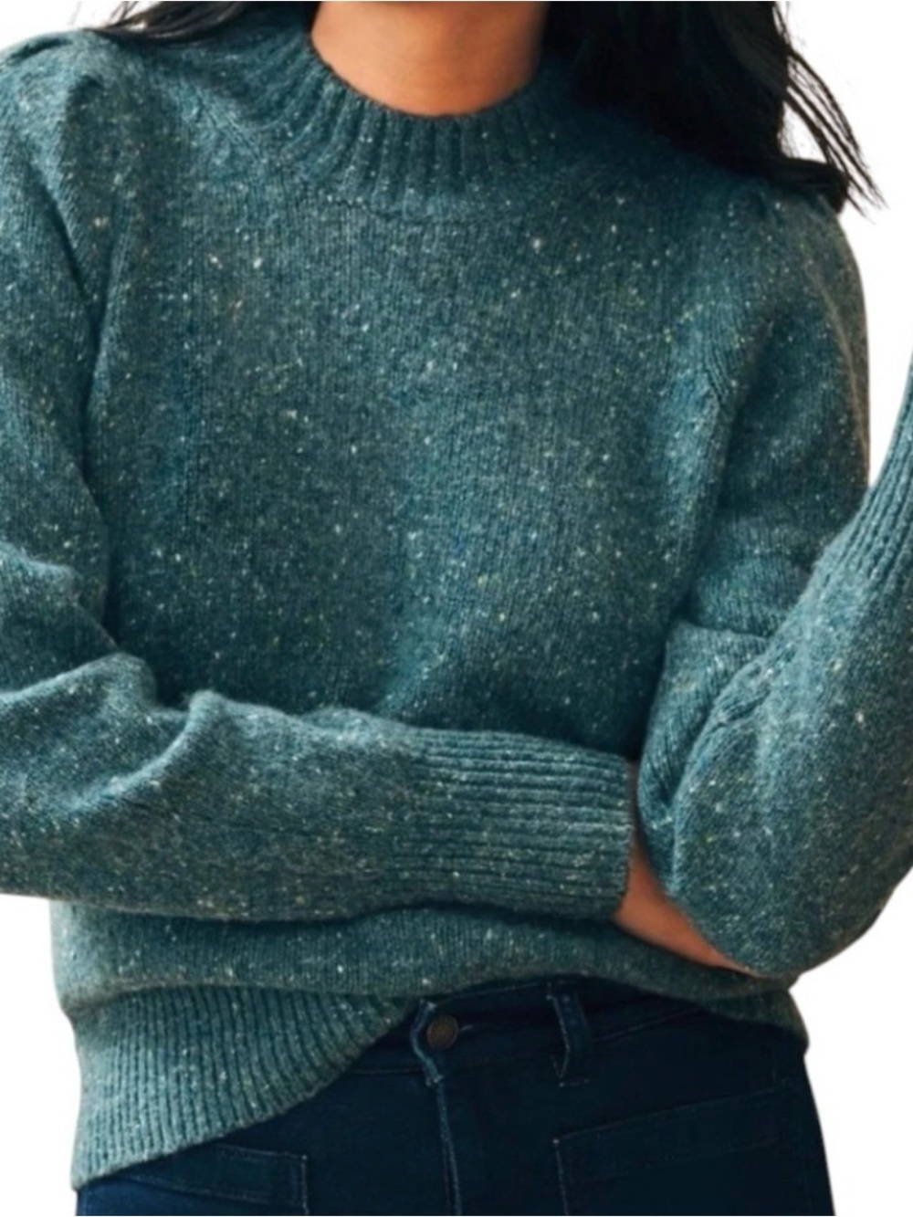 Faherty Boone Teal Crewneck Sweater - Women